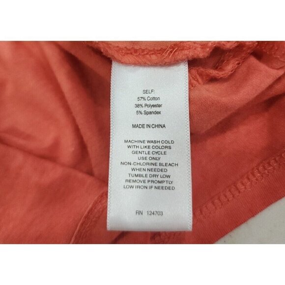 Hannah Peplum Top 3/4 Sleeve Orange Sun Washed Rinse Women's Medium - Picture 6 of 7